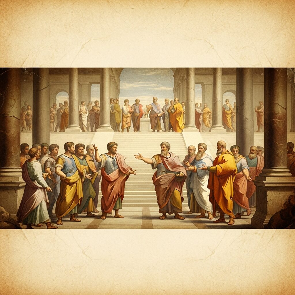 Senators in debate upon the steps of the forum